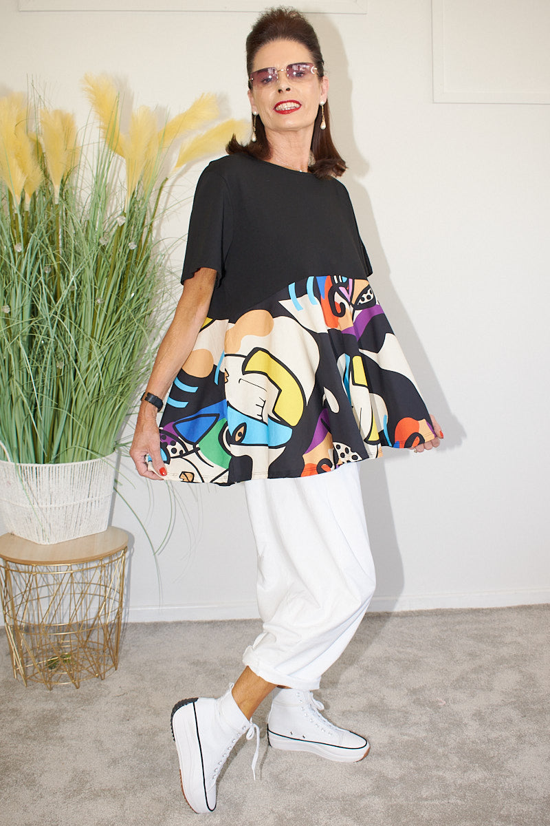 Freida Pattern Top in Black