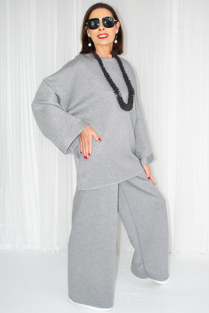 Luxury Delilah Bounce Back Fabric Suit in Grey Marl