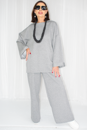 Luxury Delilah Bounce Back Fabric Suit in Grey Marl
