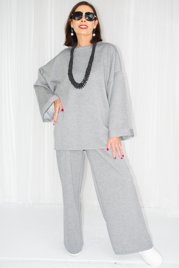 Luxury Delilah Bounce Back Fabric Suit in Grey Marl