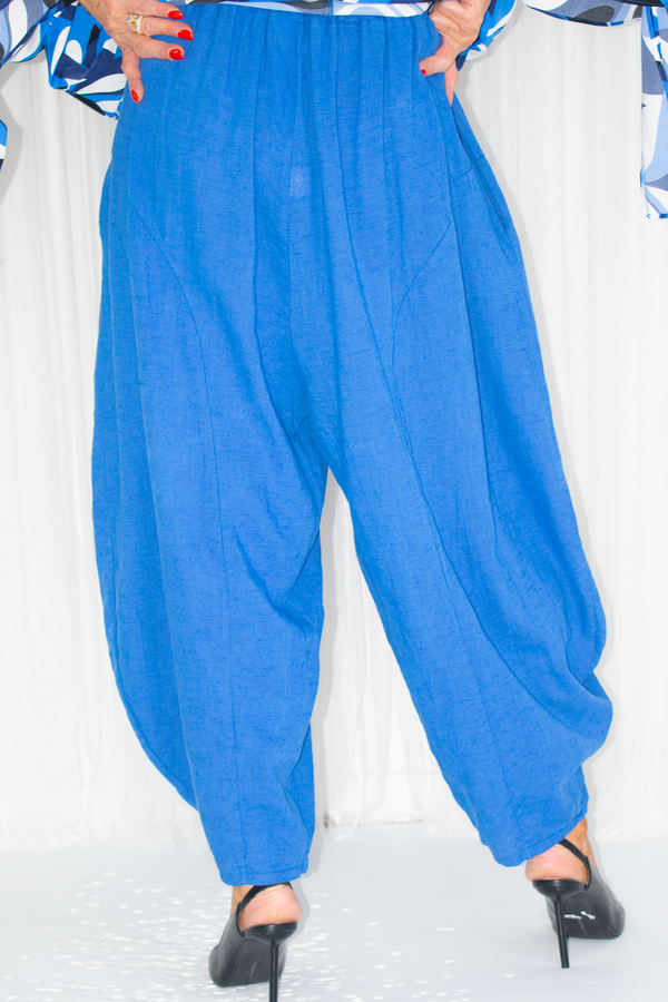 Enzo Linen Trouser in Royal Blue