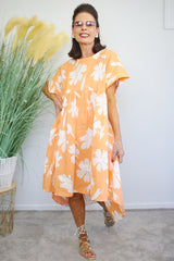 Phillie-Daisy Dress in Peachy Orange