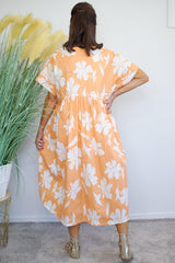 Phillie-Daisy Dress in Peachy Orange