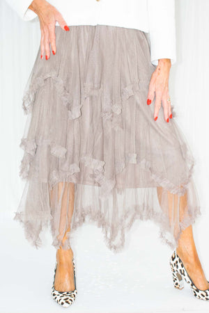 TARA TULLE SKIRT - MOCHA