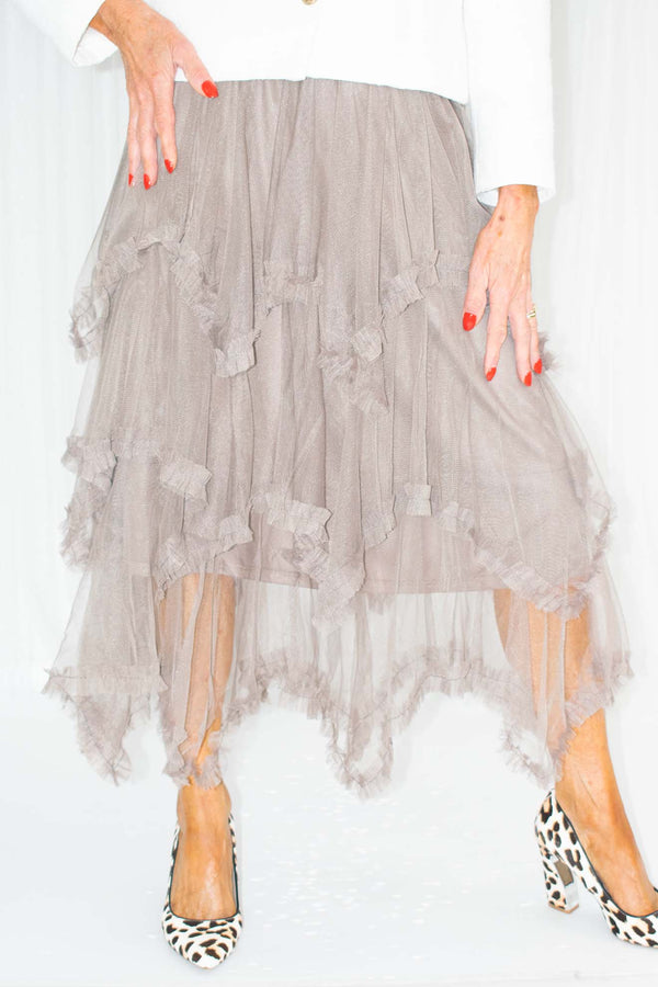 TARA TULLE SKIRT - MOCHA