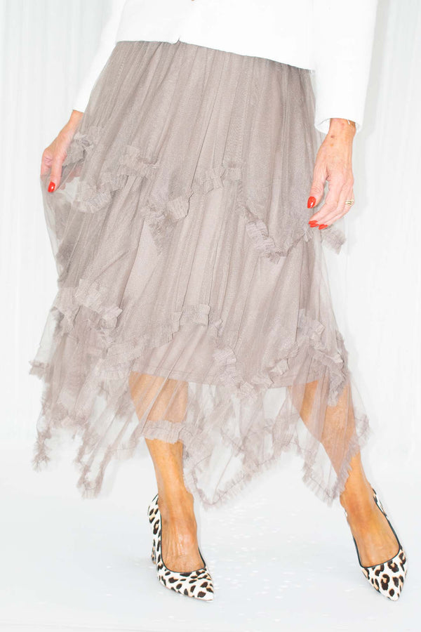 TARA TULLE SKIRT - MOCHA