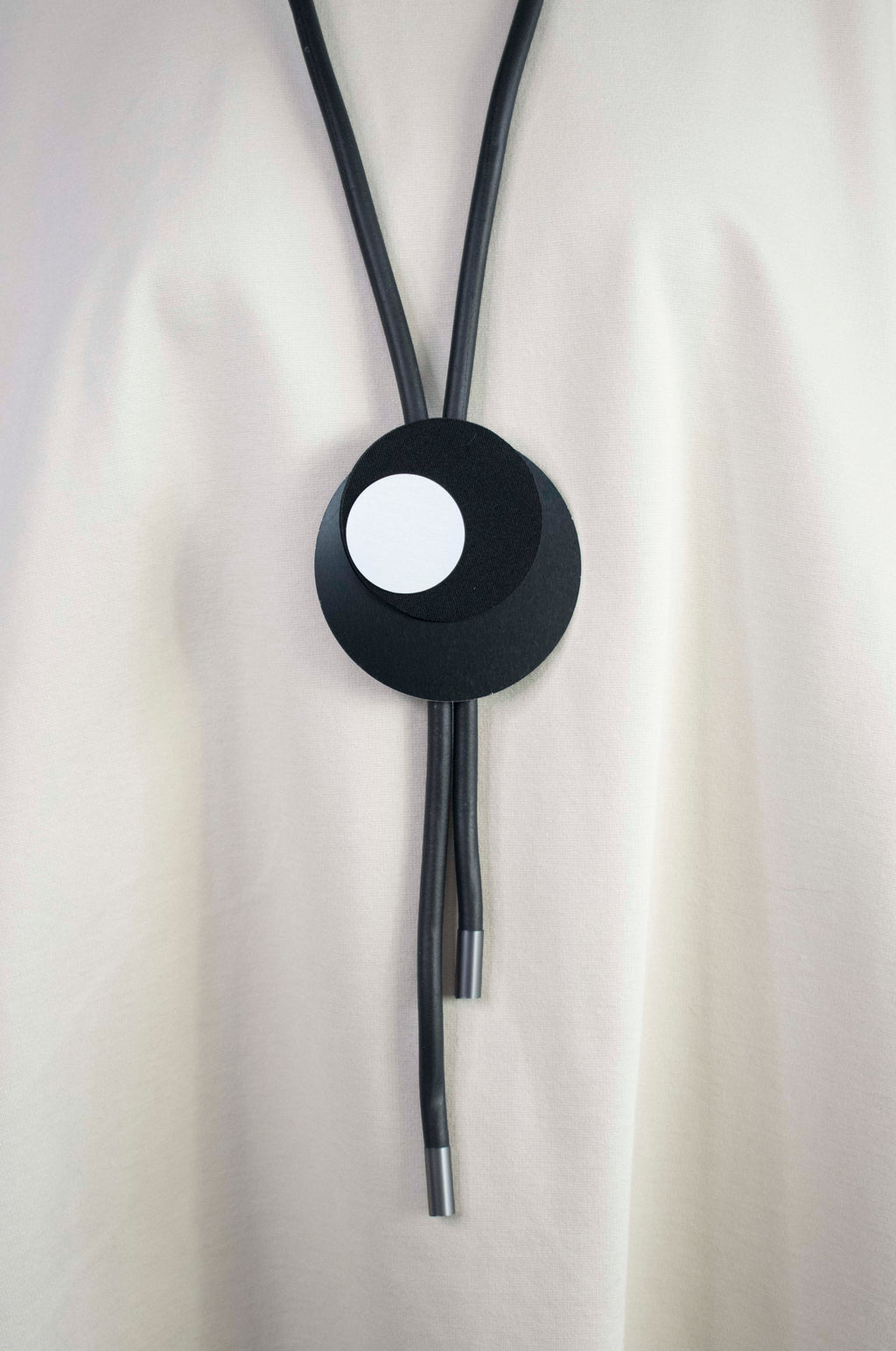 Lagenlook Circle Metal Layered Rubber Necklace Bond Street Store