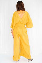 Luciana Wide Leg Palazzo Jumpsuit in Mustard