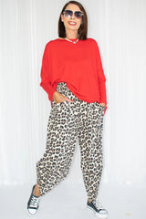 MATILDA TWO POCKET COCOON TROUSER IN LEOPARD PRINT