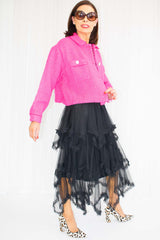 Luxury Carlton Boucle Jacket in Hot Pink