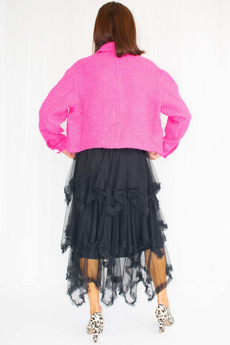 Luxury Carlton Boucle Jacket in Hot Pink