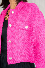 Luxury Carlton Boucle Jacket in Hot Pink