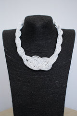 Lagenlook Plaited Bead Necklace in White