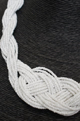 Lagenlook Plaited Bead Necklace in White