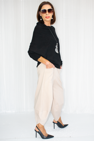 Giana Asymmetric Slouchy Fine Knit in Black