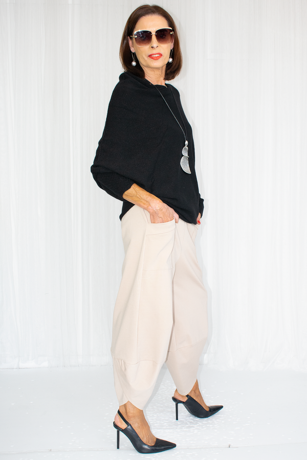 Giana Asymmetric Slouchy Fine Knit in Black