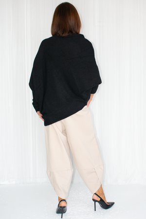 Giana Asymmetric Slouchy Fine Knit in Black