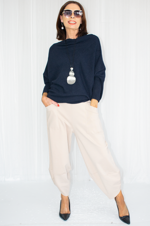 Giana Asymmetric Slouchy Fine Knit in Navy