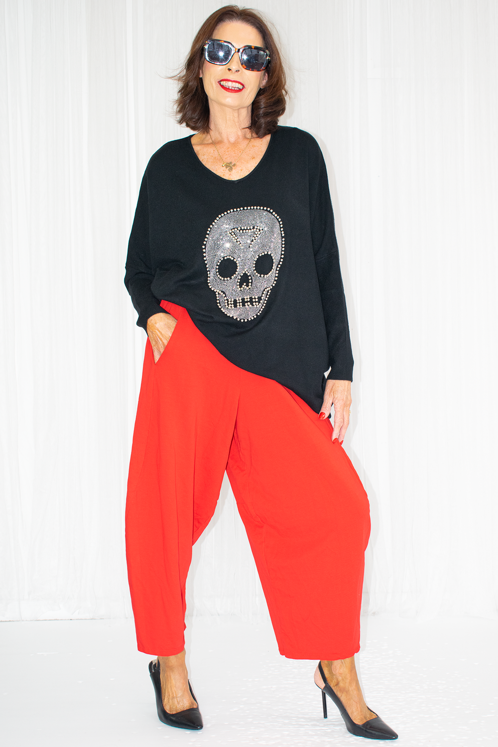 Francine Diamante Decal Knit in Black