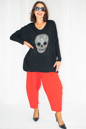 Francine Diamante Decal Knit in Black