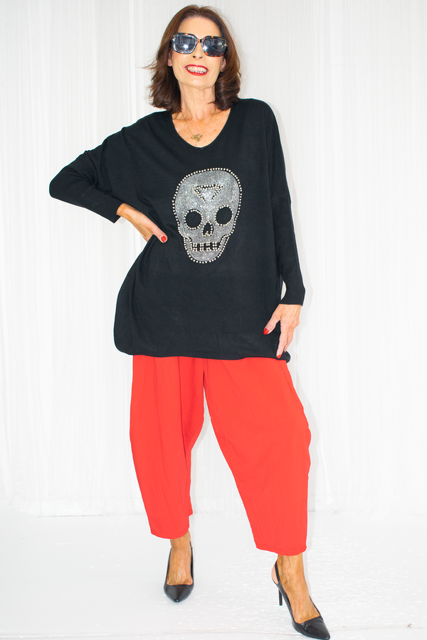 Francine Diamante Decal Knit in Black