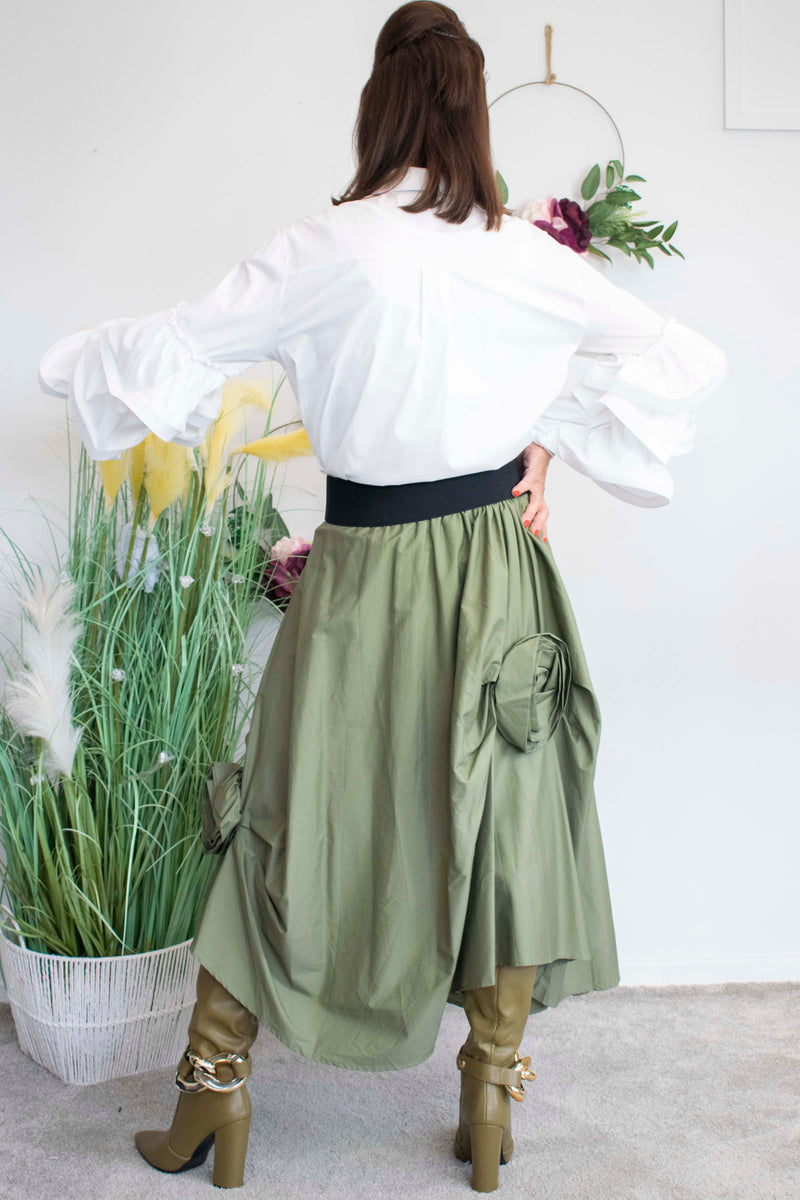 Rubie Ruffle Sleeve Shirt in Crisp White