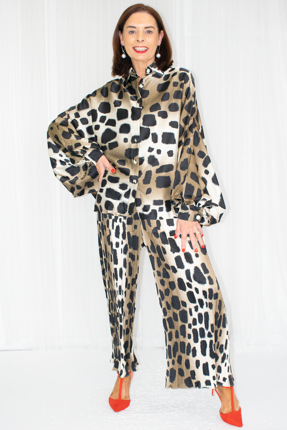 Cora Batwing Co-Ord Suit in Cheetah Print