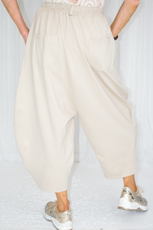 Eileen Scuba Horseshoe Trouser in Beige