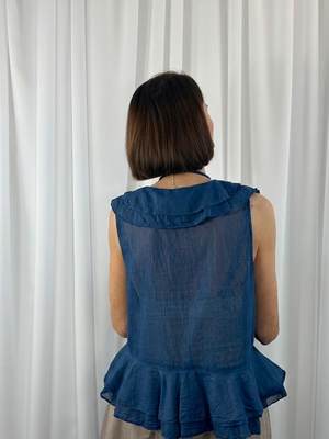 Tuscany ruffle top in navy