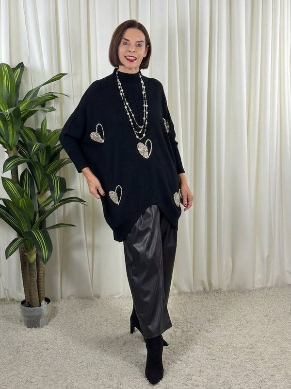 Venice embellished knitwear in black