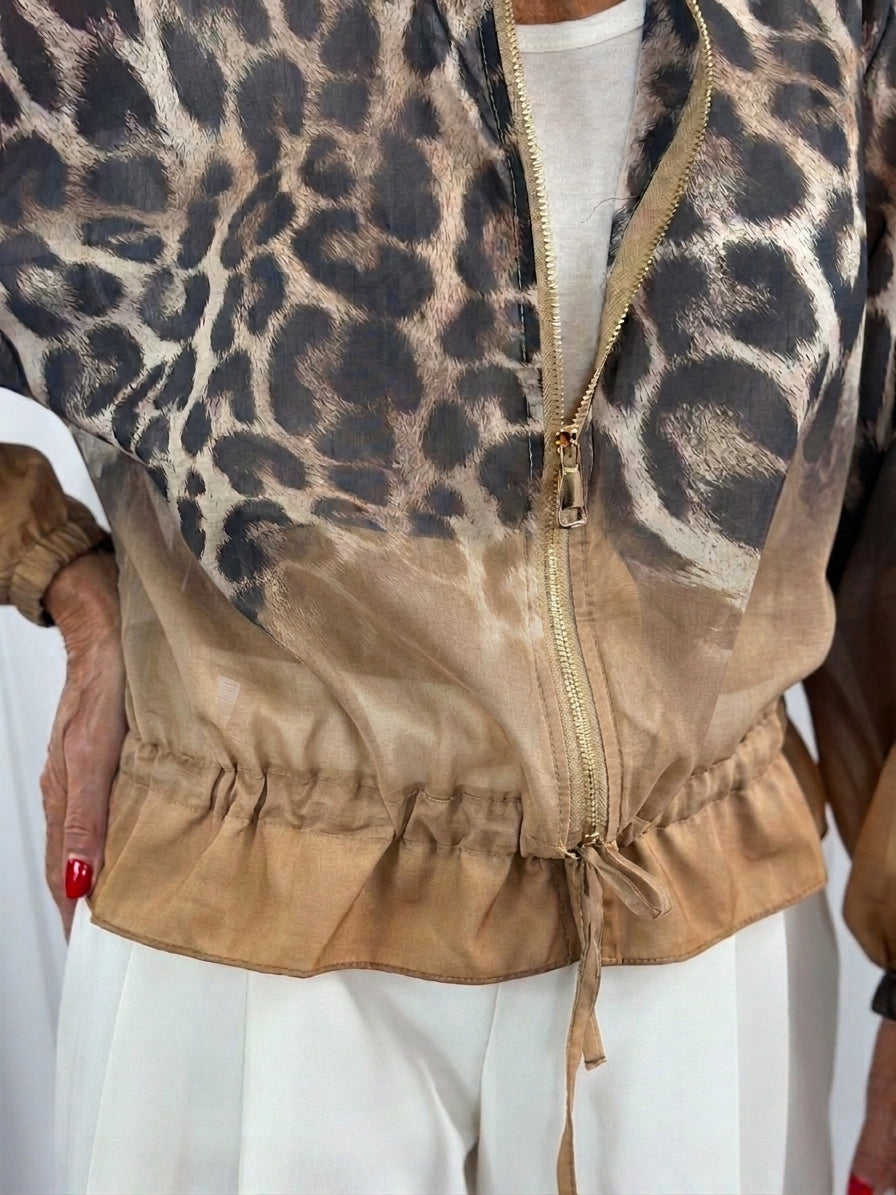 Matilda jacket in Chocalate beige leopard