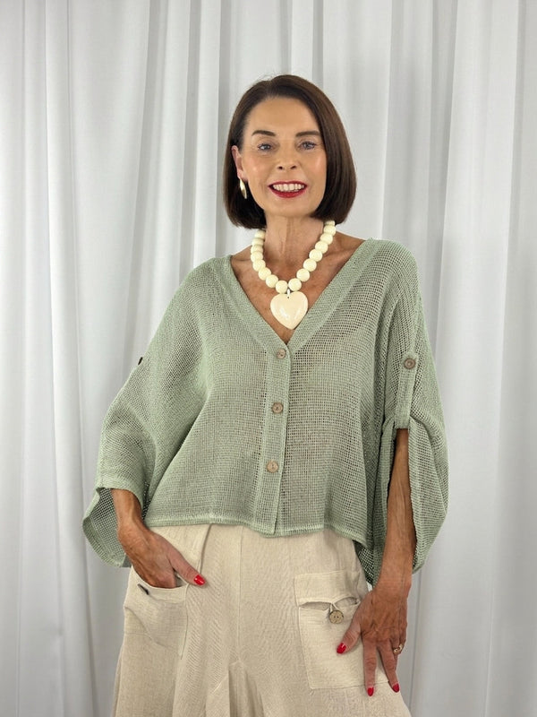 Marlo top in light sage green