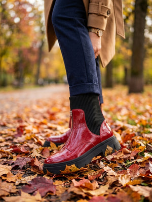 Alexandra boots in red wine