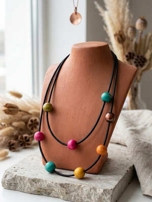 Dune wooden necklace in muti colour - Bond Street Store