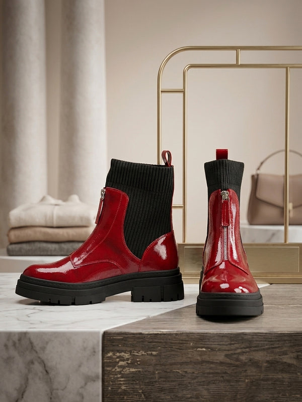 Alexandra boots in red wine