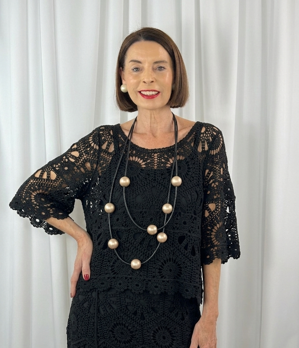 Roberto Crochet suit in black