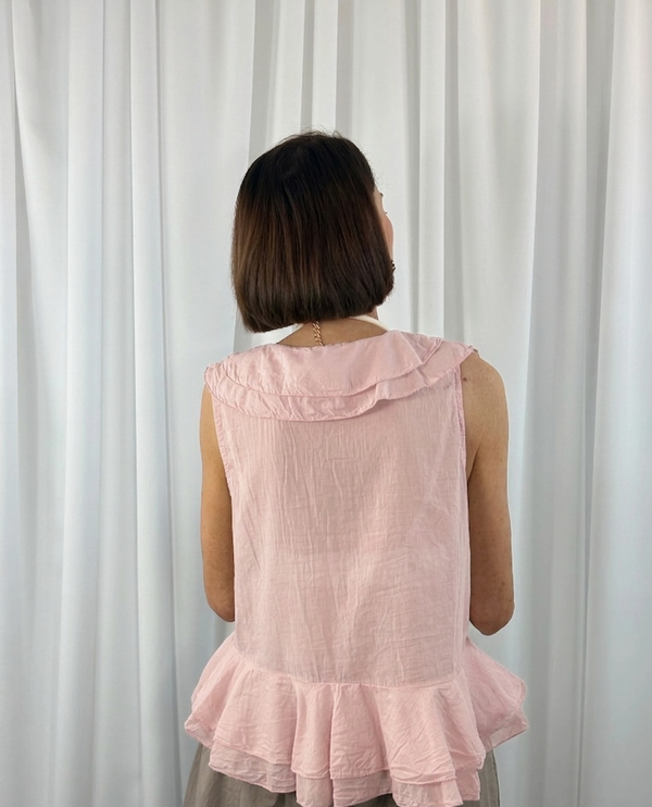 Tuscany ruffle top in baby pink
