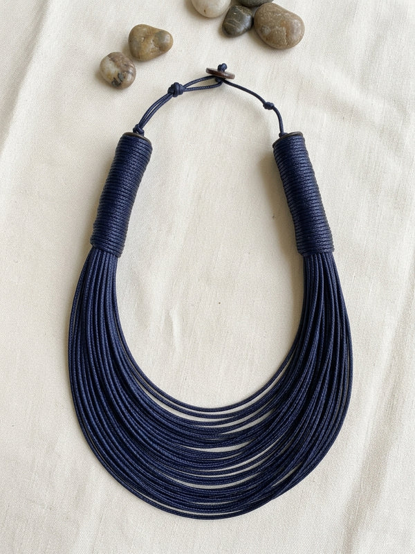 Mila Layered Statement Necklace in navy