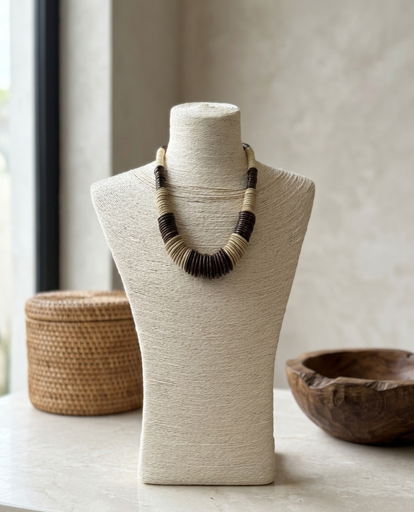 Athens Necklace in beige and chocolate