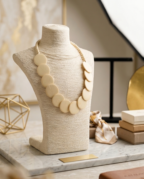 Jasper necklace in beige