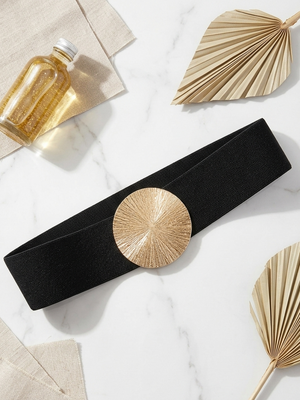 Gold Circle belt in black
