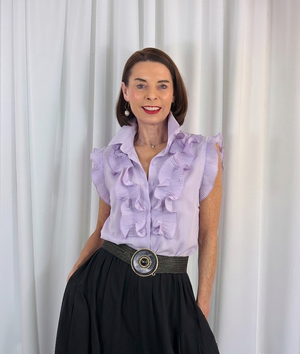 Sylvia cap sleeves shirt in lilac