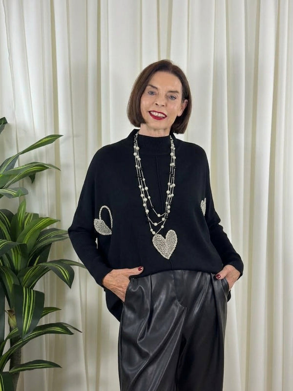 Venice embellished knitwear in black