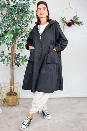 Emilia Hooded Jacket/Dress in Classic Black
