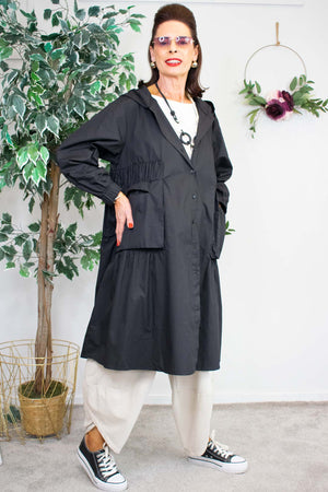 Emilia Hooded Jacket/Dress in Classic Black