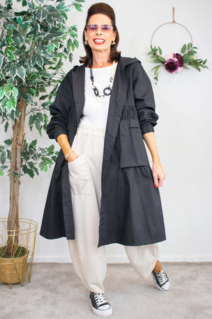 Emilia Hooded Jacket/Dress in Classic Black