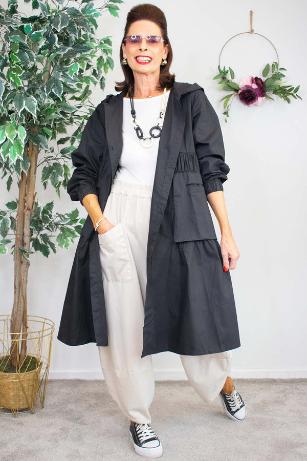 Emilia Hooded Jacket/Dress in Classic Black