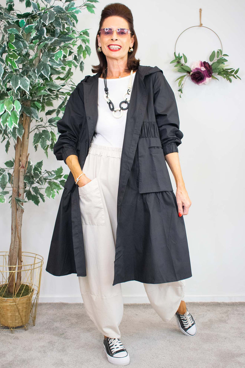 Emilia Hooded Jacket/Dress in Classic Black