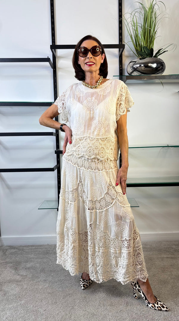 Maria Crochet Top in Cream