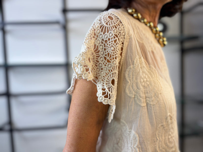 Maria Crochet Top in Cream